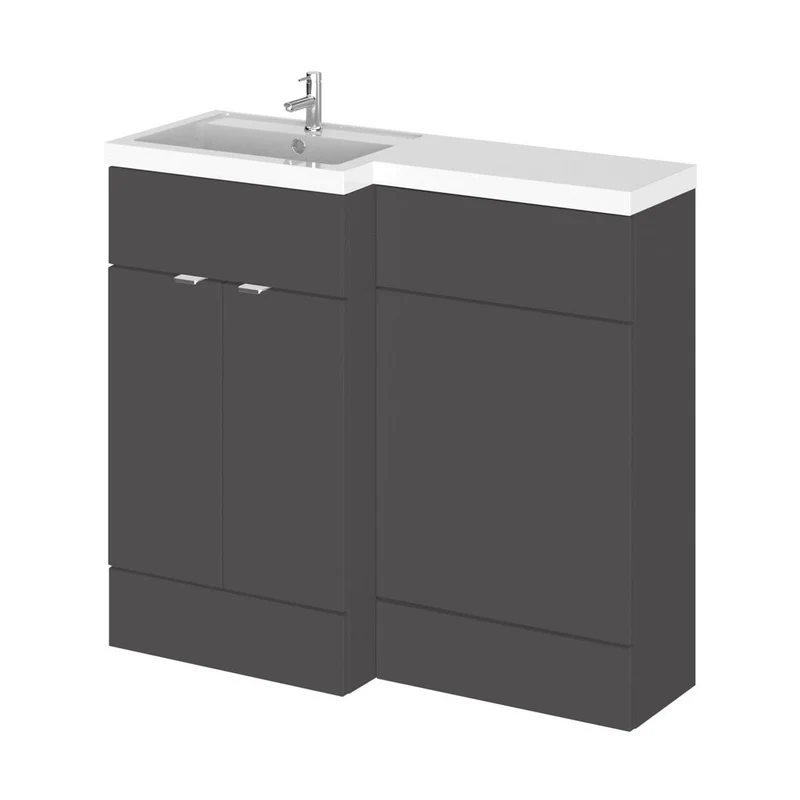 Hudson Reed Fusion 1000mm Left Hand Combination Contemp Gloss Grey MFC Painted Gloss 904x1005x360mm