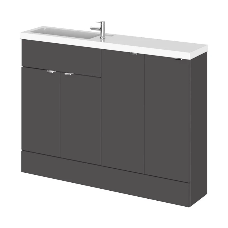 Hudson Reed Fusion 1200mm Combination - Compact Contemp Gloss Grey MFC Painted Gloss 904x1205x260mm - CBI925