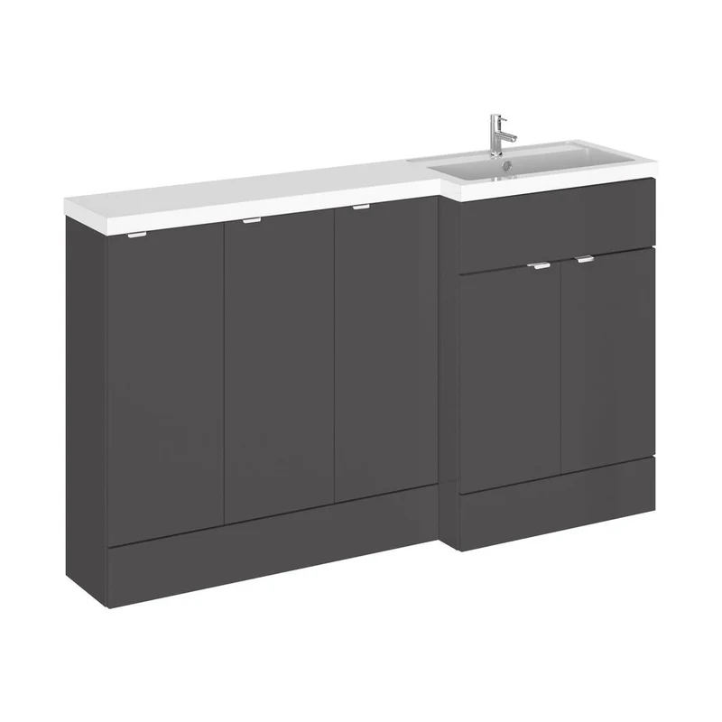 Hudson Reed Fusion 1500mm Right Hand Combination Contemp Gloss Grey MFC Painted Gloss 904x1505x360mm - CBI918