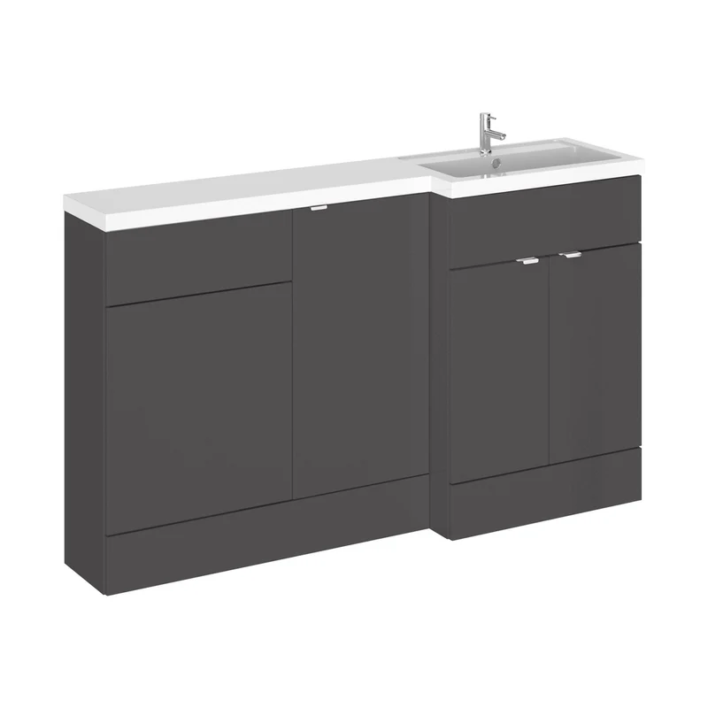 Hudson Reed Fusion 1500mm Right Hand Combination Contemp Gloss Grey MFC Painted Gloss 904x1505x360mm - CBI916
