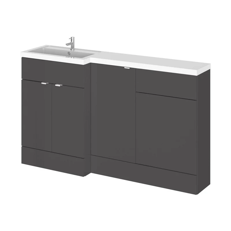 Hudson Reed Fusion 1500mm Left Hand Combination Contemp Gloss Grey MFC Painted Gloss 904x1505x360mm - CBI915