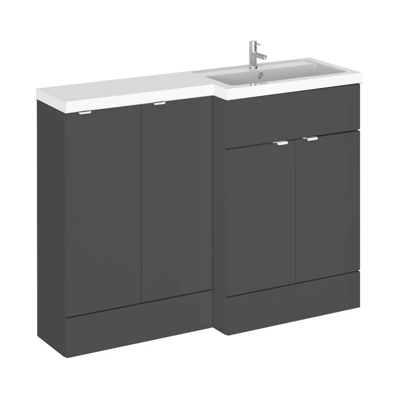 Hudson Reed Fusion 1200mm Right Hand Combination Contemp Gloss Grey MFC Painted Gloss 904x1205x360mm - CBI912
