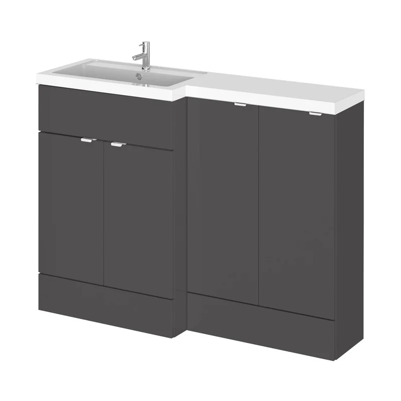 Hudson Reed Fusion 1200mm Left Hand Combination Contemp Gloss Grey MFC Painted Gloss 904x1205x360mm - CBI911