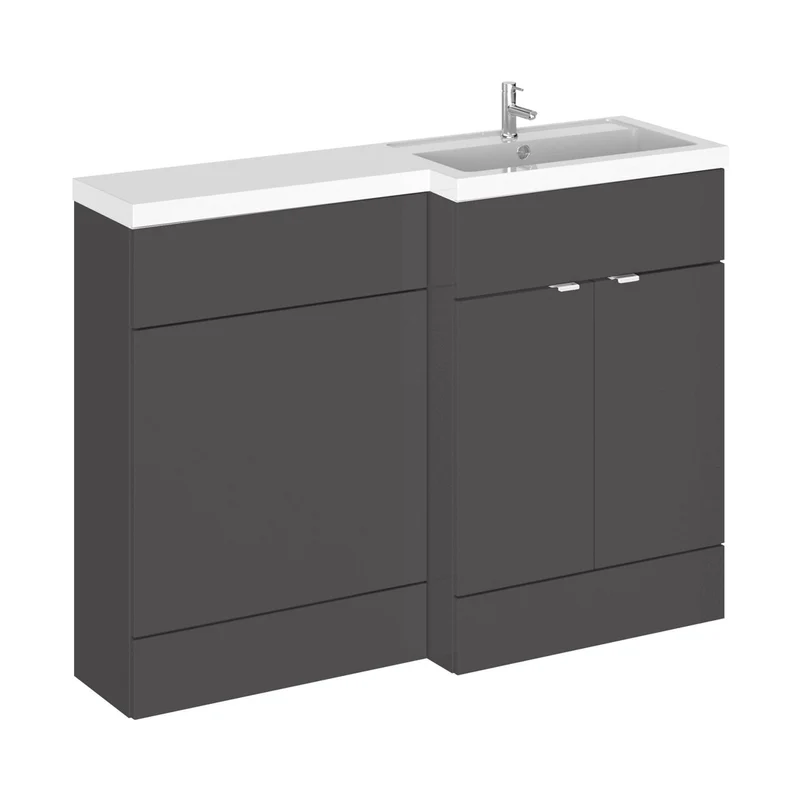 Hudson Reed Fusion 1200mm Right Hand Combination Contemp Gloss Grey MFC Painted Gloss 904x1205x360mm - CBI910