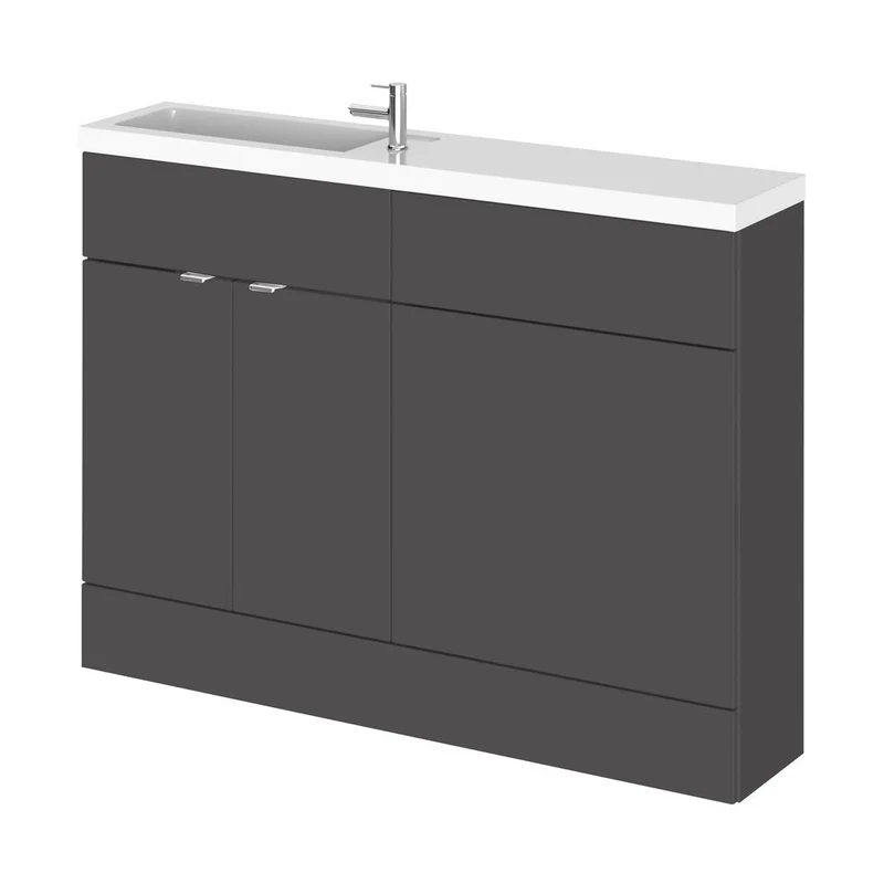 Hudson Reed Fusion 1200mm Combination - Compact Contemp Gloss Grey MFC Painted Gloss 904x1205x260mm - CBI908