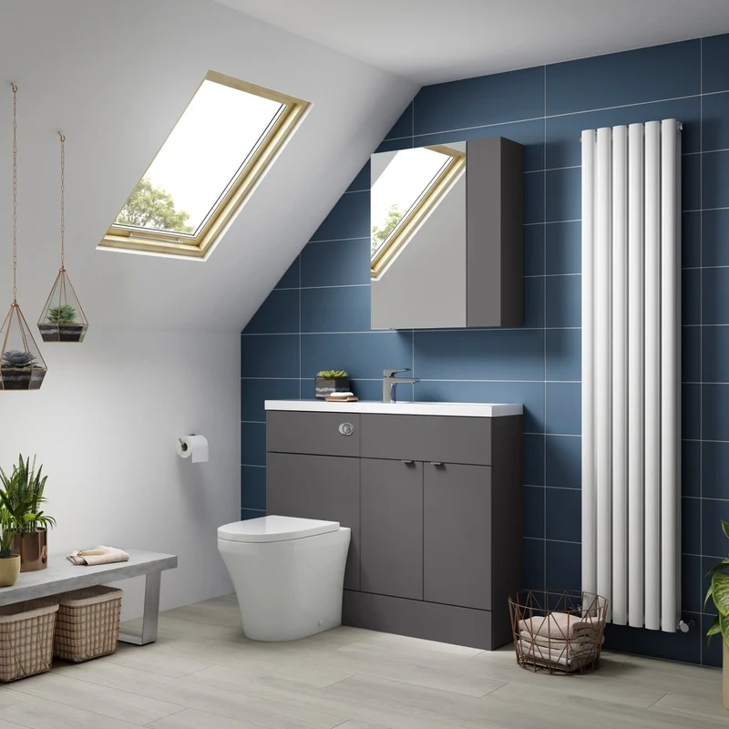 Hudson Reed Fusion 1200mm Combination - Compact Contemp Gloss Grey MFC Painted Gloss 904x1205x260mm - CBI908