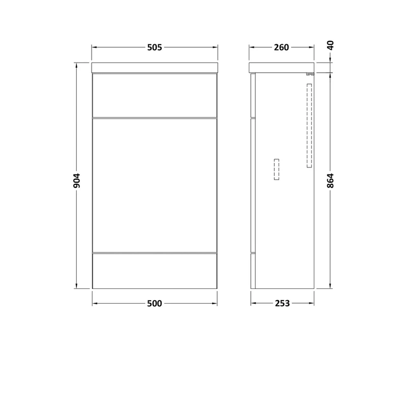 Hudson Reed Fusion Wc Unit & Top - Compact Contemp Gloss Grey MFC Painted Gloss 904x505x260mm