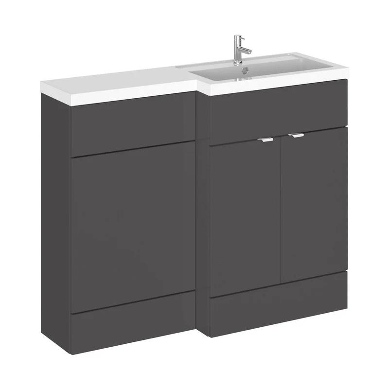 Hudson Reed Fusion 1100mm Right Hand Combination Contemp Gloss Grey MFC Painted Gloss 904x1105x360mm