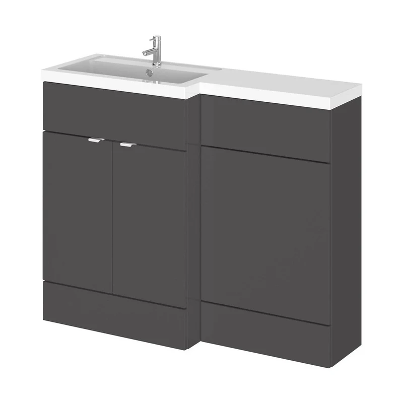 Hudson Reed Fusion 1100mm Left Hand Combination Contemp Gloss Grey MFC Painted Gloss 904x1105x360mm