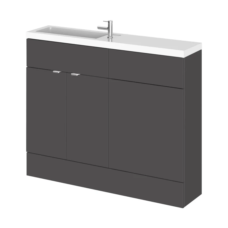 Hudson Reed Fusion 1100mm Combination - Compact Contemp Gloss Grey MFC Gloss 904x1105x260mm