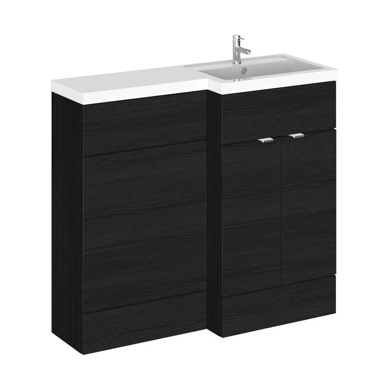 Hudson Reed Fusion 1000mm Right Hand Combination Contemp Charcoal Black MFC Textured Woodgrain 904x1005x360mm