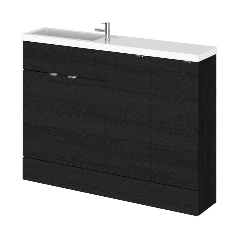 Hudson Reed Fusion 1200mm Combination - Compact Contemp Charcoal Black MFC Textured Woodgrain 904x1205x260mm - CBI625