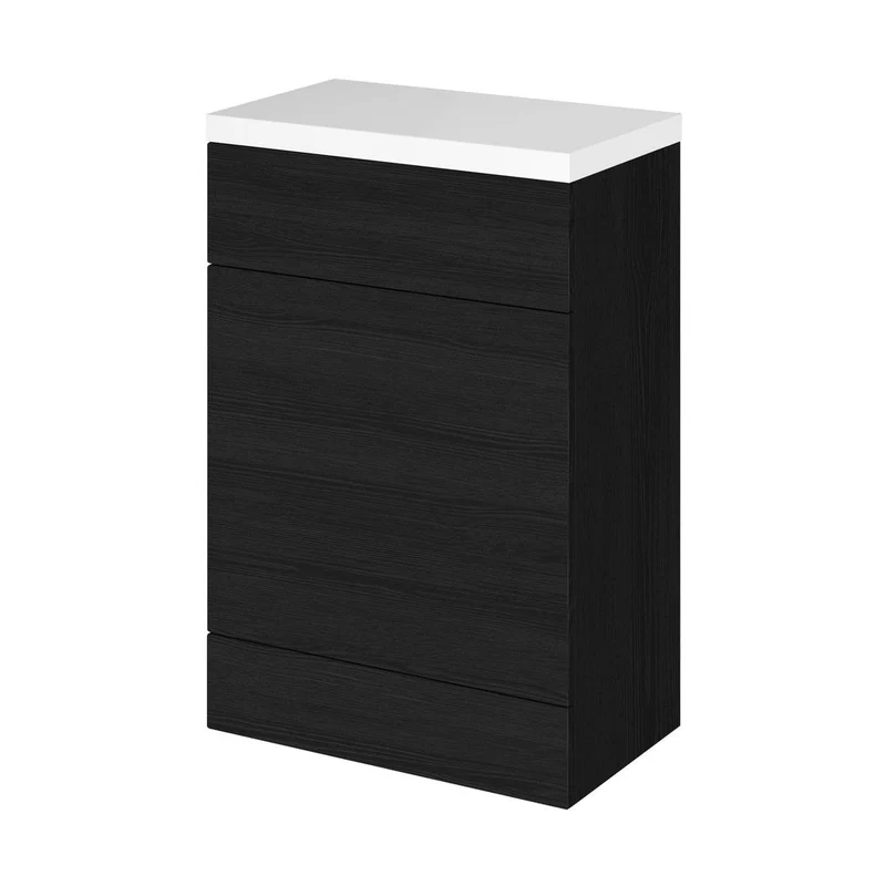 Hudson Reed Fusion 600mm Wc Unit & Top Contemp Charcoal Black MFC Textured Woodgrain 904x605x360mm
