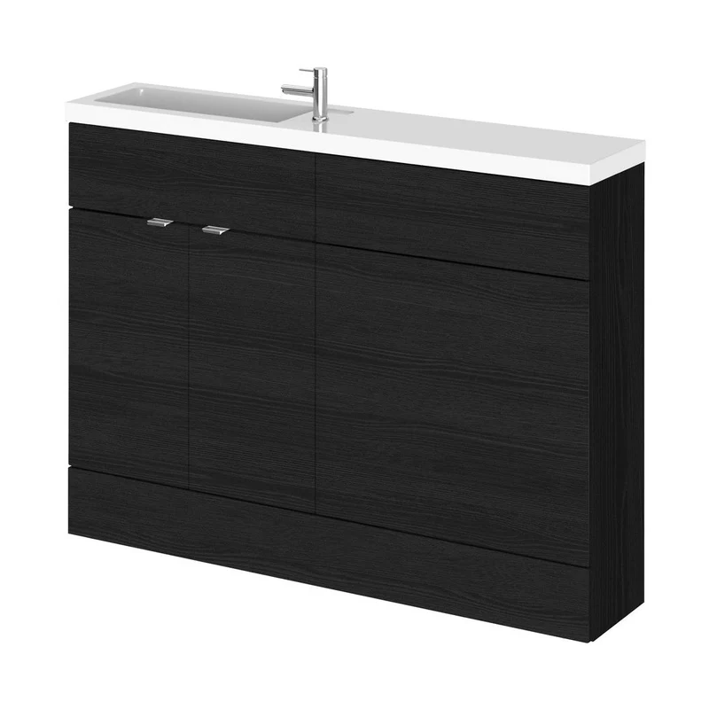 Hudson Reed Fusion 1200mm Combination - Compact Contemp Charcoal Black MFC Textured Woodgrain 904x1205x260mm - CBI608