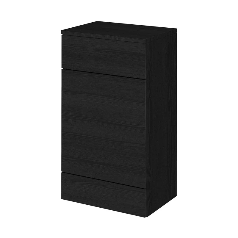 Hudson Reed Fusion 500mm Wc Unit & Co-ordinating Top Contemp Charcoal Black MFC Textured Woodgrain 882x505x360mm