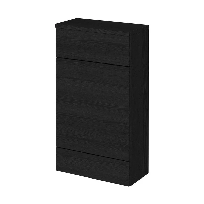 Hudson Reed Fusion 500mm Compact Wc Unit & Co-ordinating Top Contemp Charcoal Black MFC Textured Woodgrain 882x505x260mm