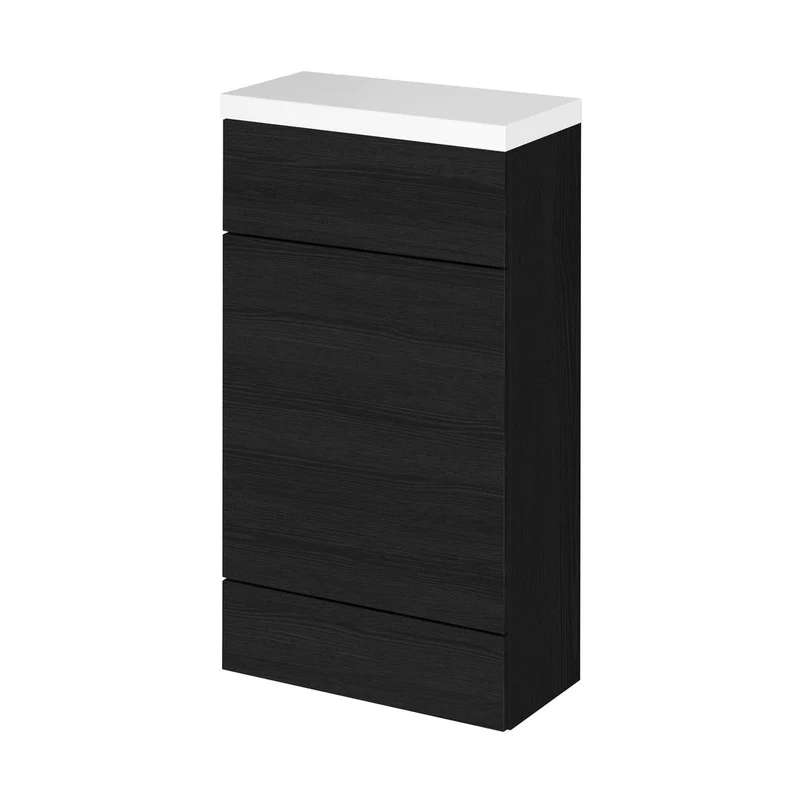 Hudson Reed Fusion 500mm Wc Unit & Top - Compact Contemp Charcoal Black MFC Textured Woodgrain 904x505x260mm