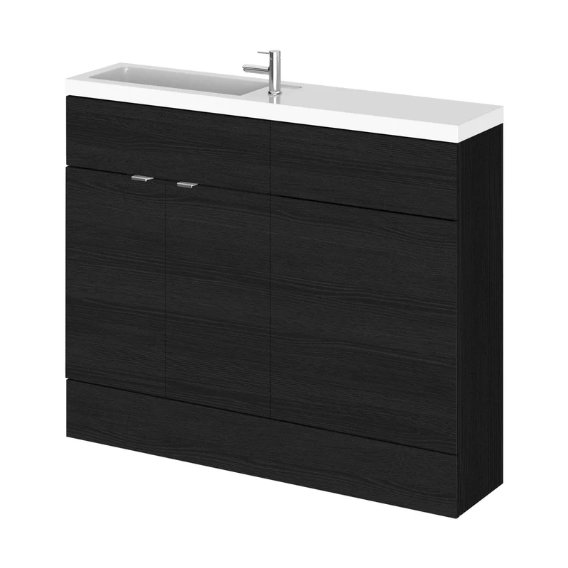 Hudson Reed Fusion 1100mm Combination - Compact Contemp Charcoal Black MFC Textured Woodgrain 904x1105x260mm