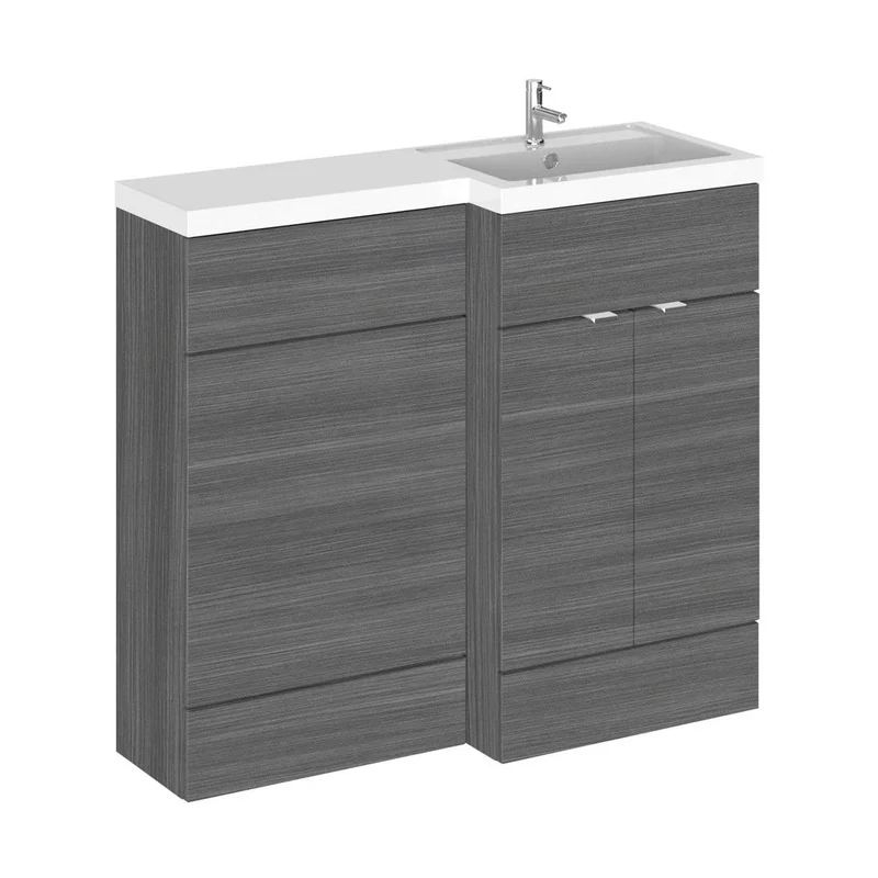 Hudson Reed Fusion 1000mm Right Hand Combination Contemp Anthracite Woodgrain MFC Textured Woodgrain 904x1005x360mm