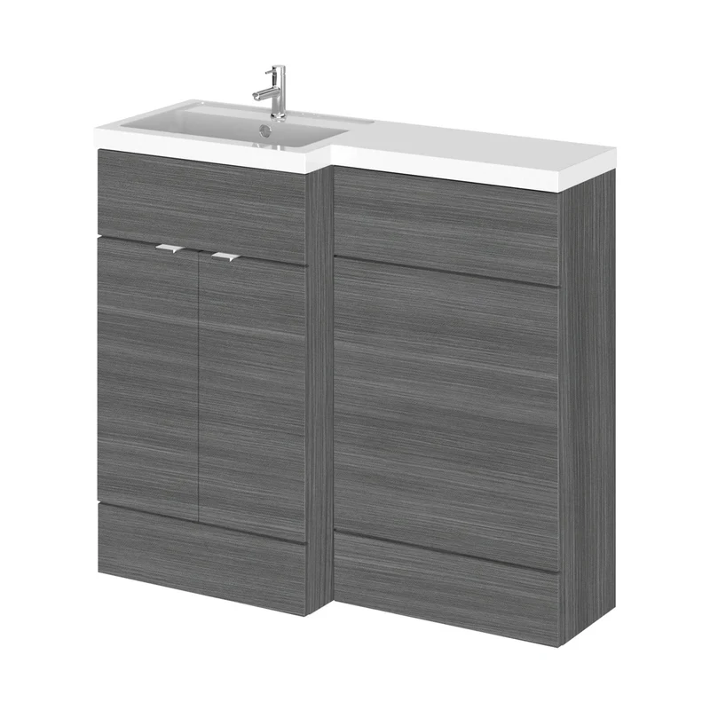 Hudson Reed Fusion 1000mm Left Hand Combination Contemp Anthracite Woodgrain MFC Textured Woodgrain 904x1005x360mm