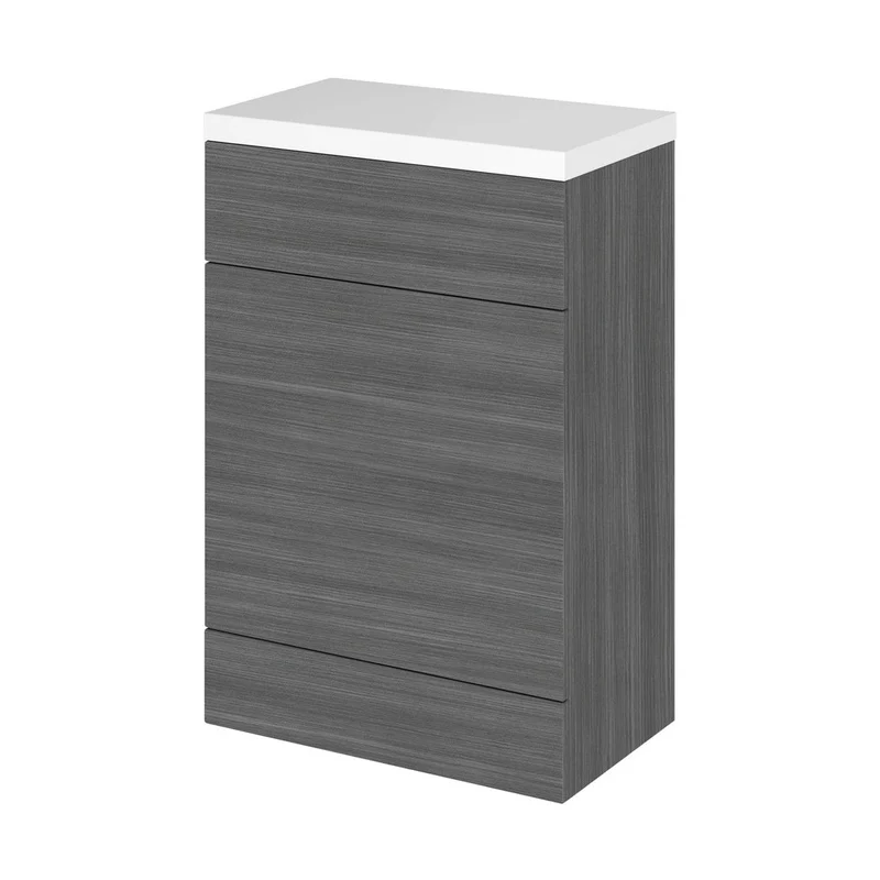 Hudson Reed Fusion 600mm Wc Unit & Top Contemp Anthracite Woodgrain MFC Textured Woodgrain 904x605x360mm