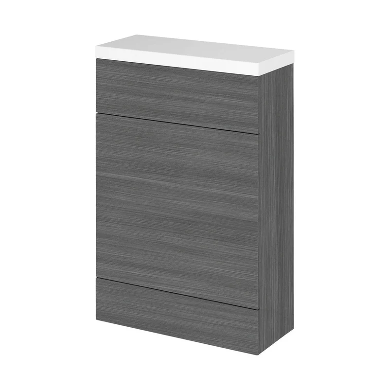 Hudson Reed Fusion 600mm Wc Unit & Top - Compact Contemp Anthracite Woodgrain MFC Textured Woodgrain 904x605x260mm
