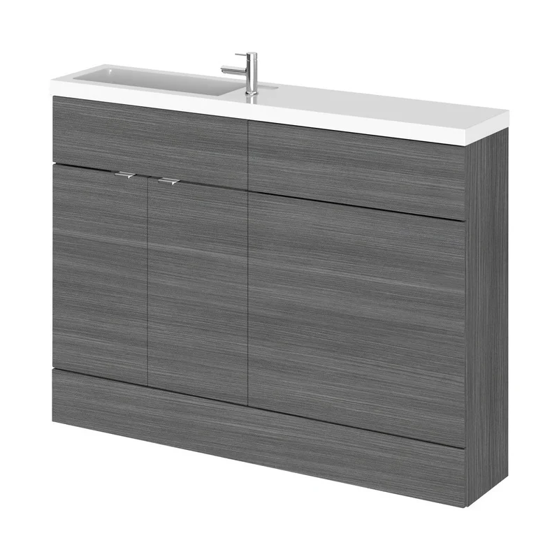 Hudson Reed Fusion 1200mm Combination - Compact Contemp Anthracite Woodgrain MFC Textured Woodgrain 904x1205x260mm