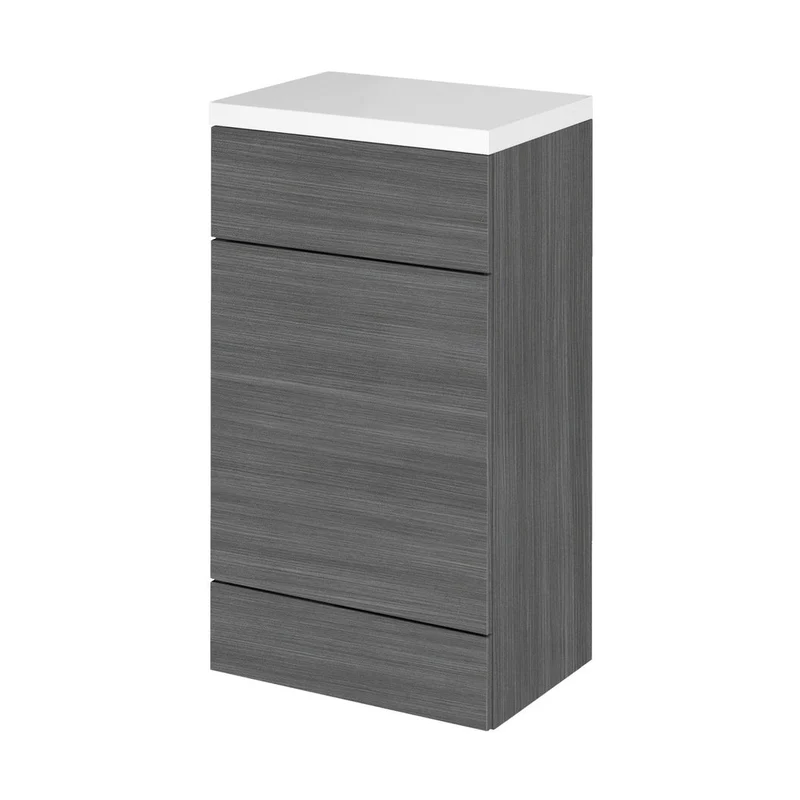 Hudson Reed Fusion 500mm Wc Unit & Polymarble Top Contemp Anthracite Woodgrain MFC Textured Woodgrain 904x505x360mm