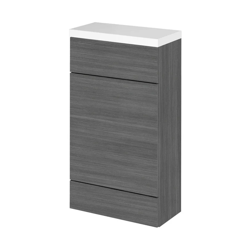 Hudson Reed Fusion 500mm Wc Unit & Polymarble Top Contemp Anthracite Woodgrain MFC Textured Woodgrain 904x505x260mm