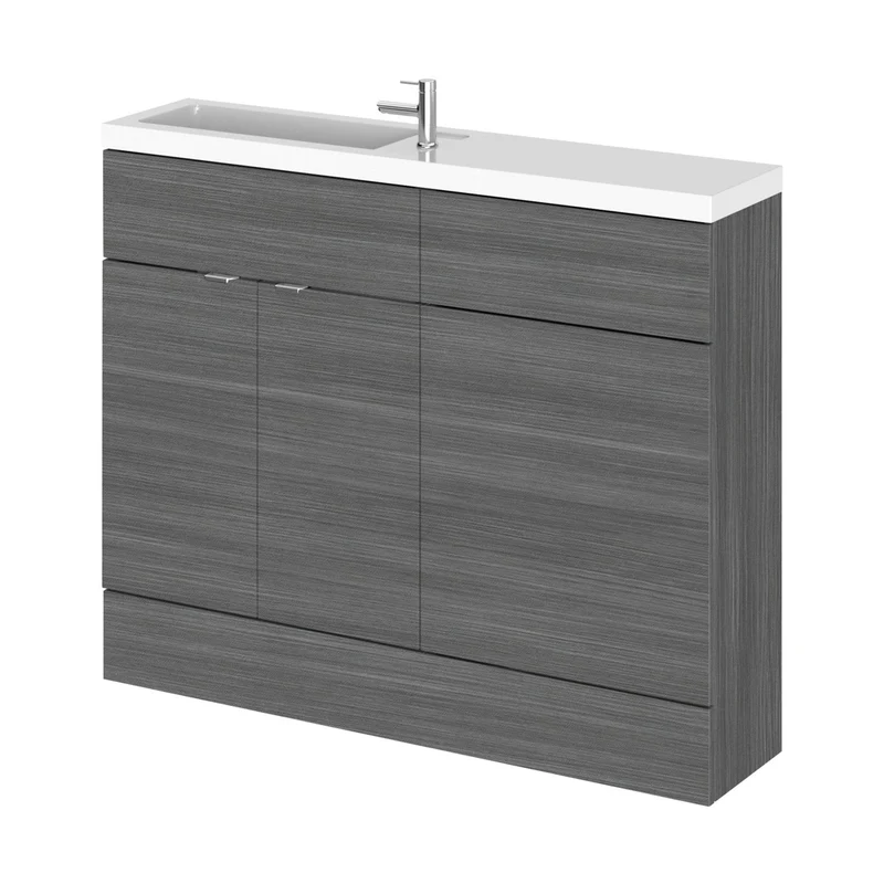 Hudson Reed Fusion 1100mm Combination - Compact Contemp Anthracite Woodgrain MFC Textured Woodgrain 904x1105x260mm