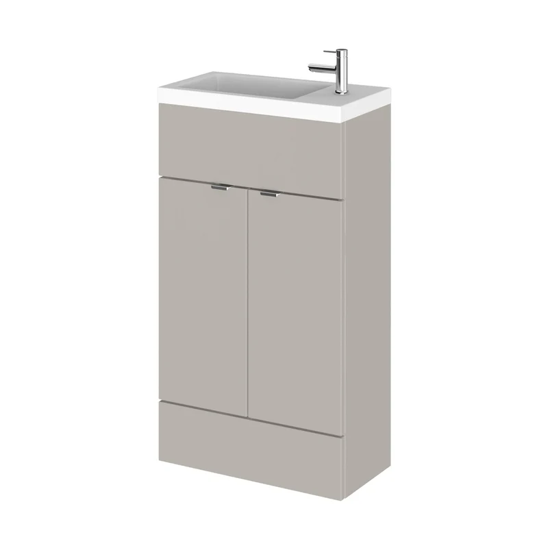 Hudson Reed Fusion 500mm Compact Vanity Unit & Basin Contemp Pebble Grey MFC Smooth Matt 904x503x255mm