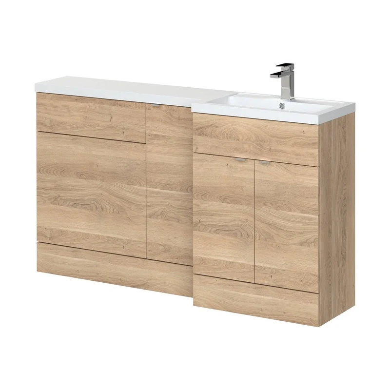 Hudson Reed Fusion 1500mm Right Hand Combination Contemp Bleached Oak MFC Textured Woodgrain 904x1503x355mm