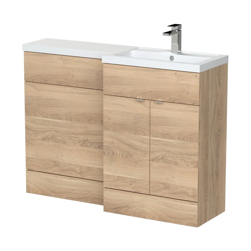 Hudson Reed Fusion 1200mm Right Hand Combination Contemp Bleached Oak MFC Textured Woodgrain 904x1203x355mm - CBI3010
