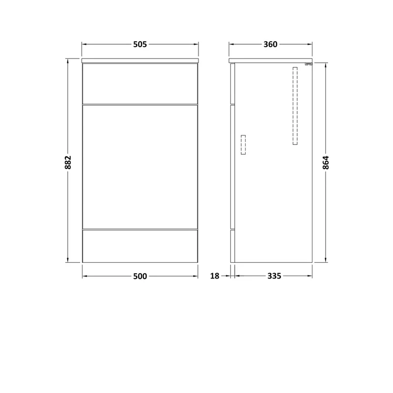 Hudson Reed Fusion 500mm Wc Unit (355mm Deep) Contemp Bleached Oak MFC Textured Woodgrain 882x505x360mm