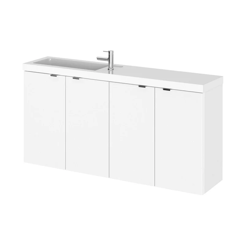 Hudson Reed Fusion 1000mm Combination Vanity Compact Contemp Gloss White MFC Painted Gloss 579x1005x260mm