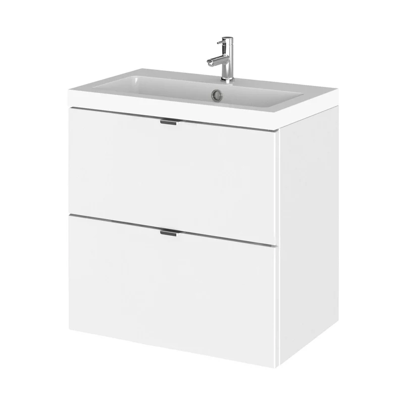Hudson Reed Fusion 500mm Vanity Unit & Basin Contemp Gloss White MFC Painted Gloss 579x505x360mm - CBI141