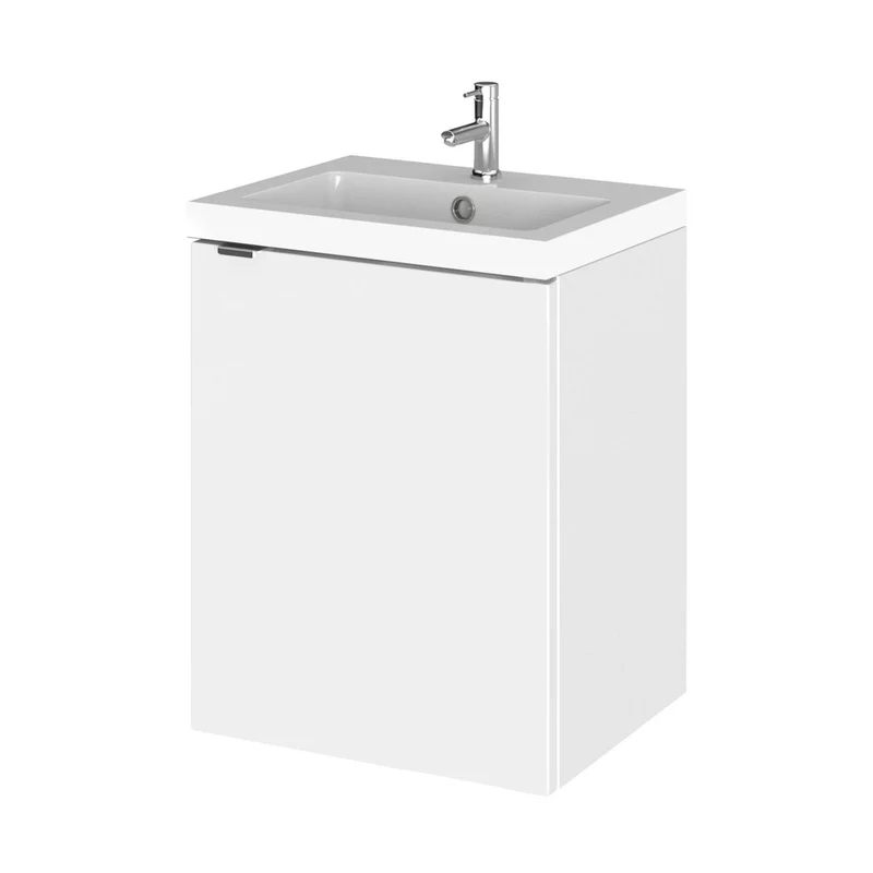 Hudson Reed Fusion 400mm Vanity Unit & Basin Contemp Gloss White MFC Painted Gloss 579x405x360mm
