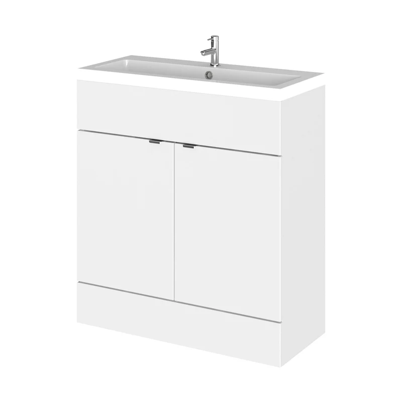 Hudson Reed Fusion 800mm Vanity Unit & Basin Contemp Gloss White MFC Painted Gloss 904x805x360mm