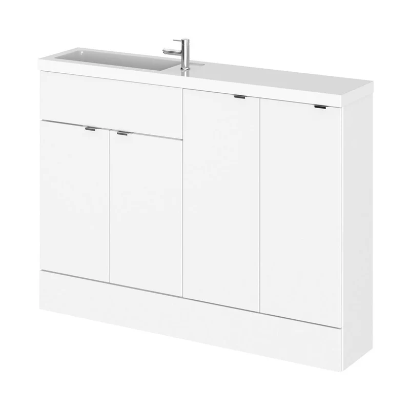 Hudson Reed Fusion 1200mm Combination - Compact Contemp Gloss White MFC Painted Gloss 904x1205x260mm - CBI125