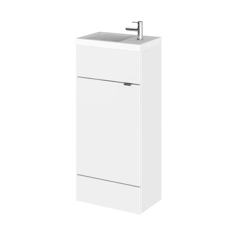 Hudson Reed Fusion 400mm Vanity Unit & Basin - Compact Contemp Gloss White MFC Painted Gloss 904x405x260mm