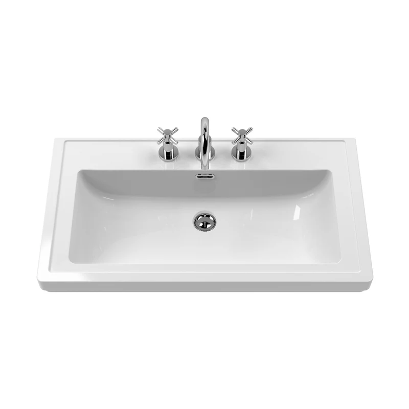 Hudson Reed Bexley 800mm Floor Standing Vanity & Basin 3th Trad Cool Grey Fireclay,MDF Vinyl Smooth Matt 865x830x470mm
