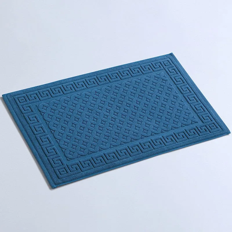 GreekMath Badmat – Luxe Katoenen Mat met Geometrisch Patroon | Ymonde