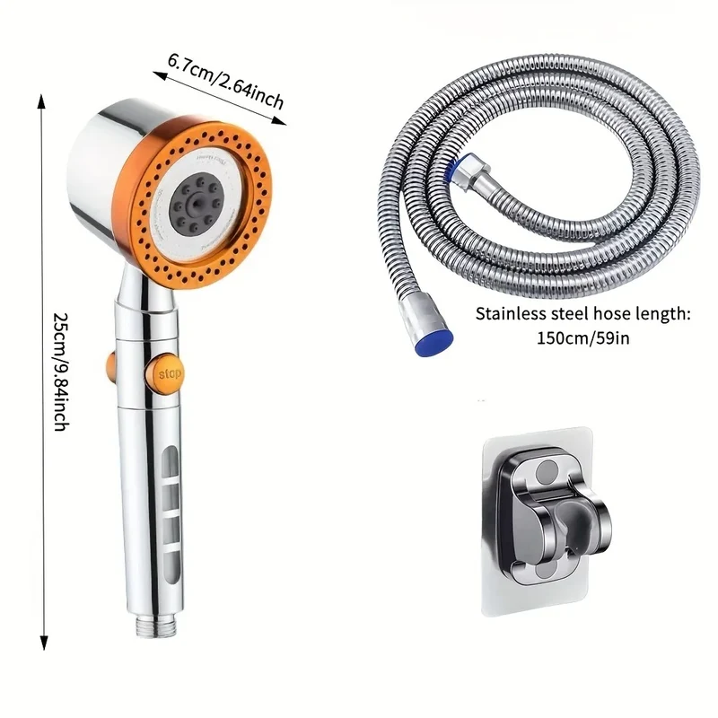 FlowFive Douchekop - 5-Spray Handdouche met Filter en Stopknop | Ymonde
