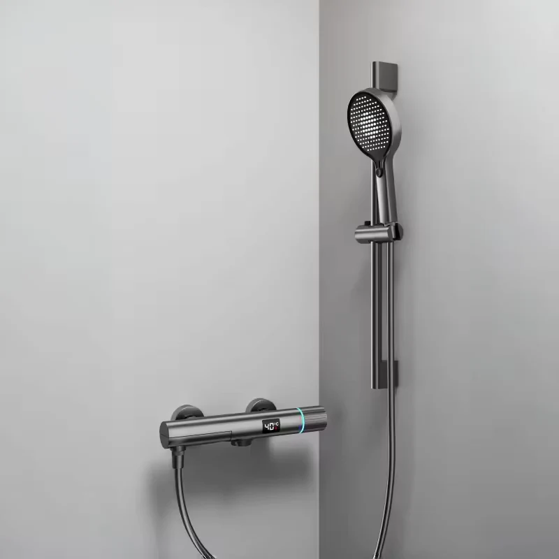 GraySpray Doucheset - Grijze Opbouw Douche met Mengkraan en Display | Ymonde