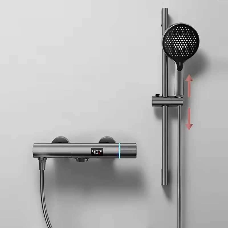 GraySpray Doucheset - Grijze Opbouw Douche met Mengkraan en Display | Ymonde
