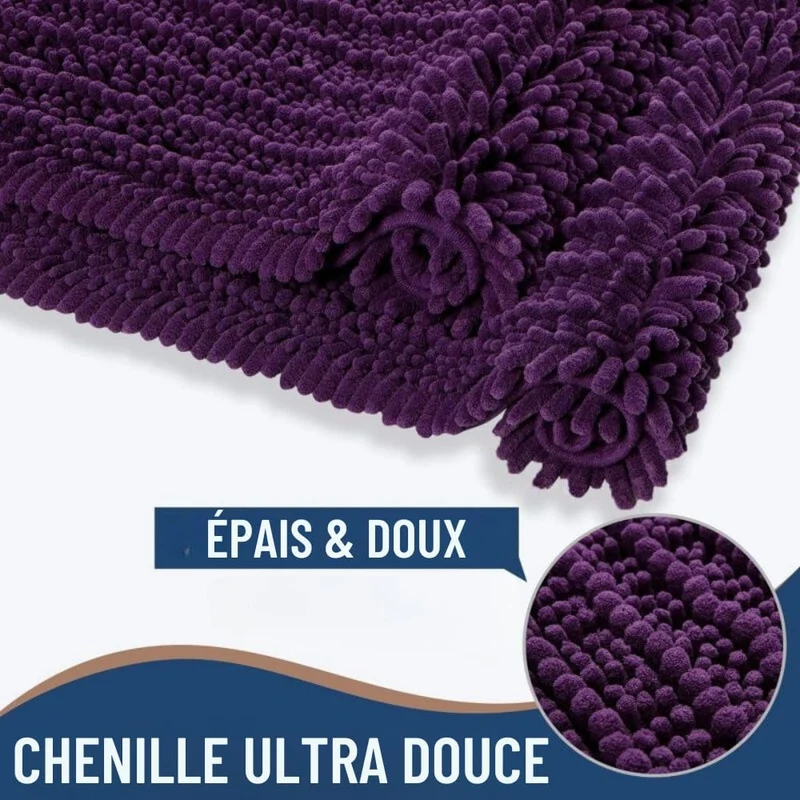 PurpleDry Badmat - Donkerpaars met Antislip en Zachte Structuur | Ymonde