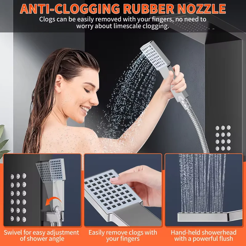 NoirPanel Zwarte Inbouw Douchekolom met Regendouche en Handdouche | Ymonde