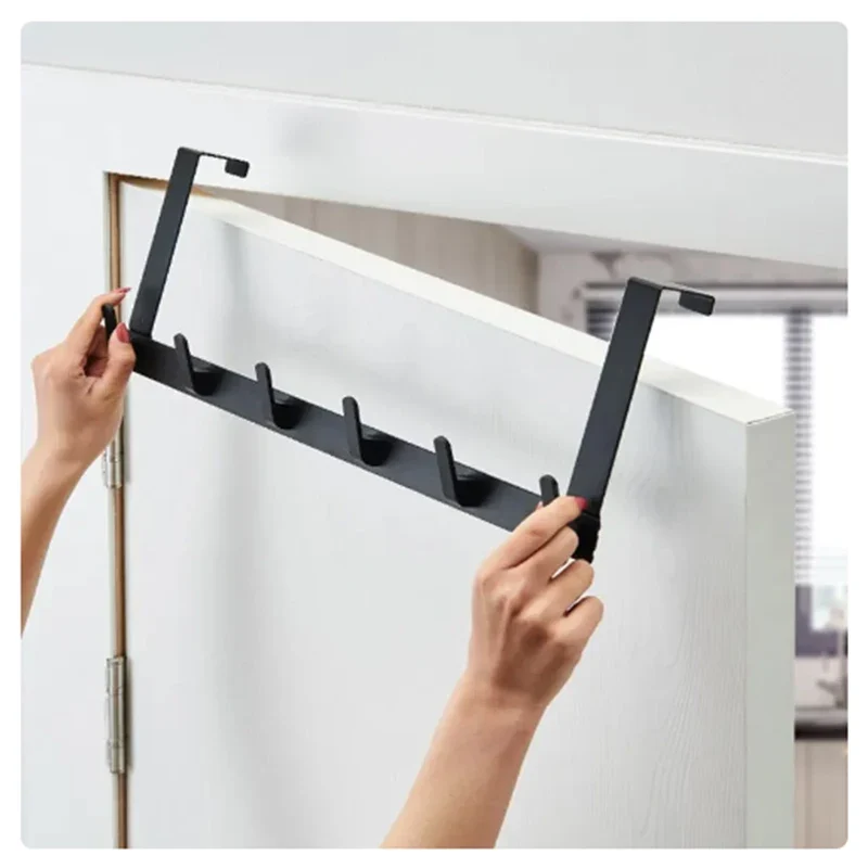 Porte-serviette pour porte salle de bain - 5 crochets
