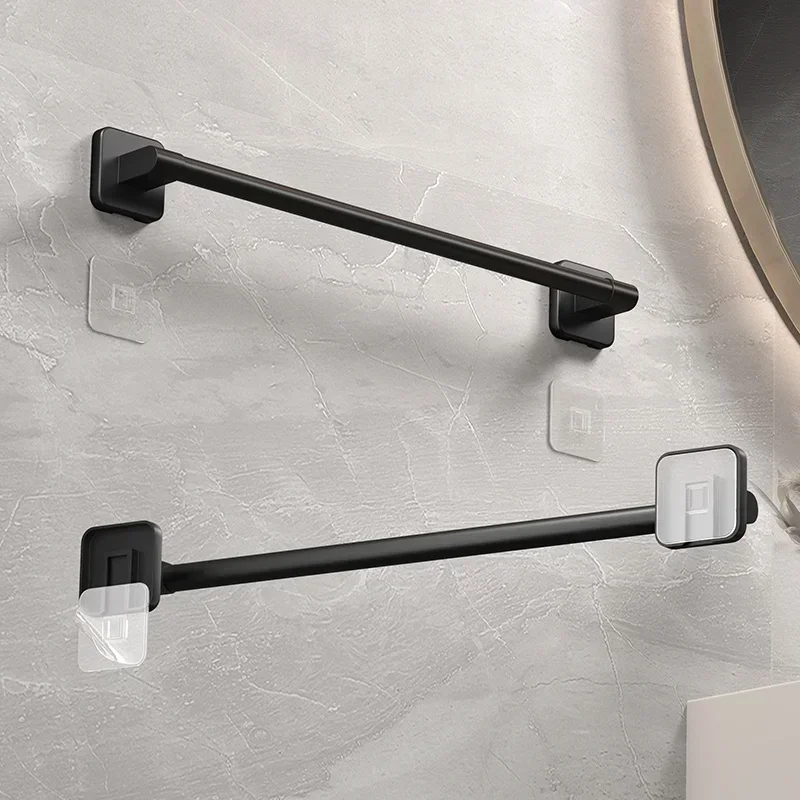 Porte-serviette mural sans perçage noir pour salle de bain