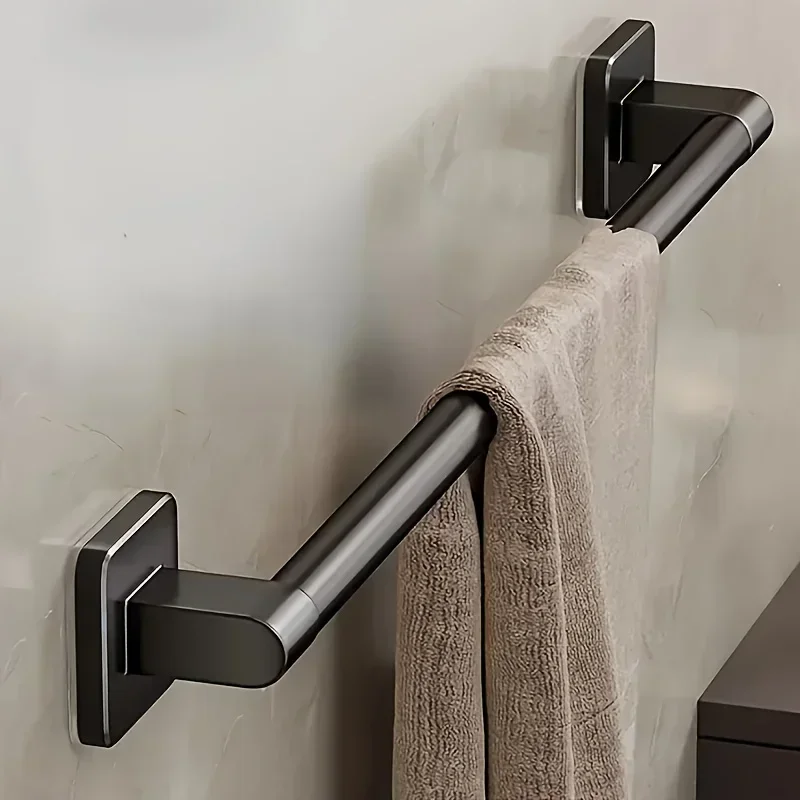 Porte-serviette mural sans perçage noir pour salle de bain